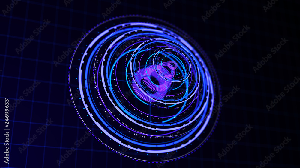 Canvas Prints futuristic control mechanisms on net background.scientific futuristic interface. round blue abstract