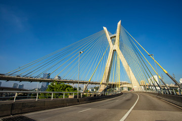 Fototapeta na wymiar Cable stayed bridge in the world. Sao Paulo Brazil, South America.
