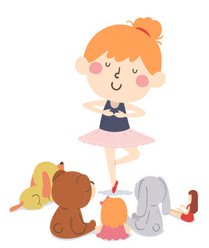 Kid Girl Dance Toys Audience Illustration