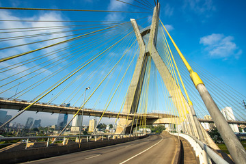 Modern architecture. Modern bridges. Cable-stayed bridge in the world, Sao Paulo Brazil, South America. 