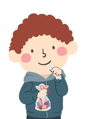 Kid Boy Bag Sweets Illustration