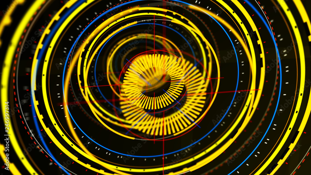 Canvas Prints futuristic control mechanisms on net background.scientific futuristic interface. round yellow abstra