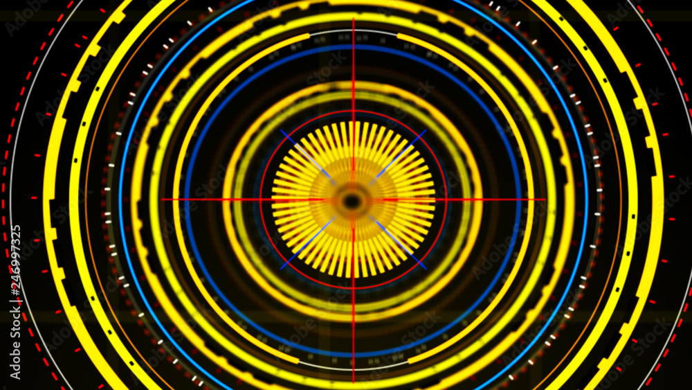 Canvas Prints futuristic control mechanisms on net background.scientific futuristic interface. round yellow abstra