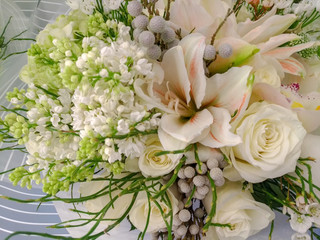 bouquet of flowers lilies white background