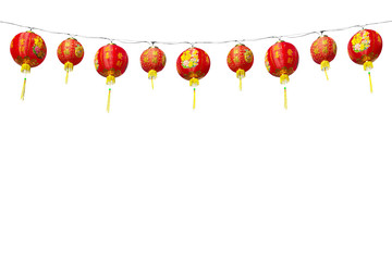 Chinese red lanterns on a white background