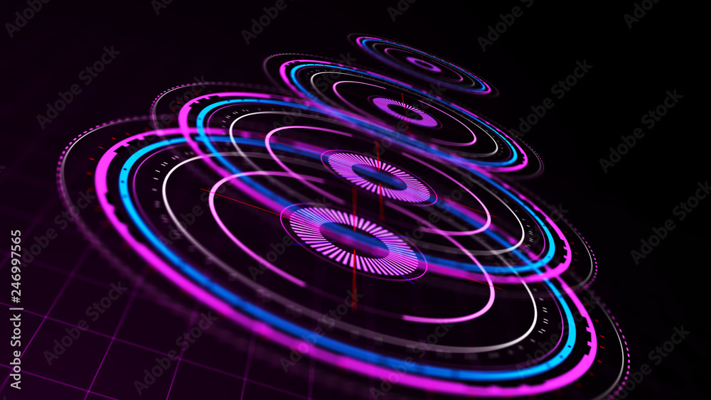 Canvas Prints futuristic control mechanisms on net background.scientific futuristic interface. round purple abstra