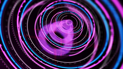 Futuristic control mechanisms on net background.Scientific futuristic interface. Round purple abstract radar concept.3D rendering.