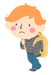 Kid Boy Stress School Illustration