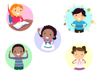 Stickman Kids Exercise Benefits Illustration