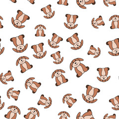 Seamless pattern of dogs in cartoon style.