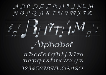 vector of music note font and alphabet