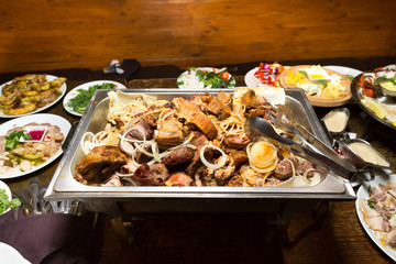 grilled meat for a big company