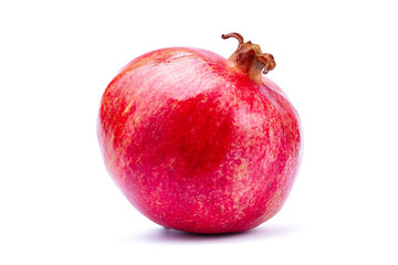 Fresh, juicy red pomegranate isolated on white background