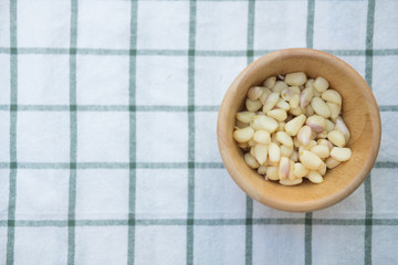 Freshly peeled aromatic garlic cloves viewed from above