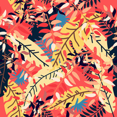 Floral seamless pattern with a fallen leaves.