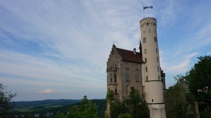 Castle, Fortress, Stronghold, Forest, Trees, Hillside, Schloss, Burg, Schwaben, Germany, Hohenzollern, Liechtenstein, View, Landscape, Dark Age, Medieval, Middle Age, Mittelalter, Landscape