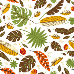 Floral seamless pattern with a fallen leaves.