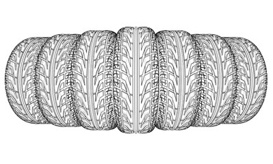 Car tires concept. Vector rendering of 3d