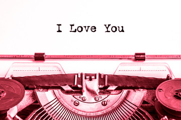 I love you!  printed on a sheet of paper on a vintage typewriter. holiday Valentine's day.