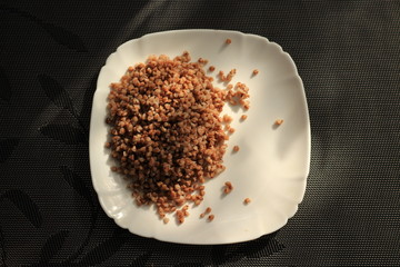 buckwheat on a white plate
