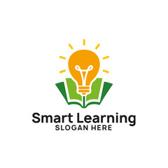 smart learning logo design template. bulb icon symbol design