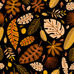 Fototapeta na wymiar Floral seamless pattern with a fallen leaves.