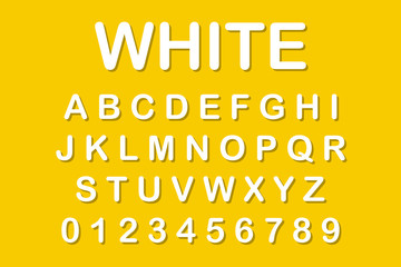 The original alphabet. White letters on yellow background