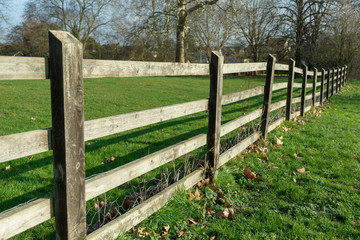 Fototapeta na wymiar Wooden fence in parkland
