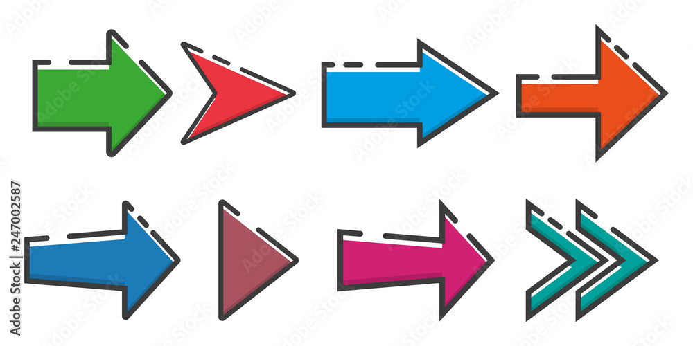 Poster set of arrows icon in a flat design. vector illustration eps10