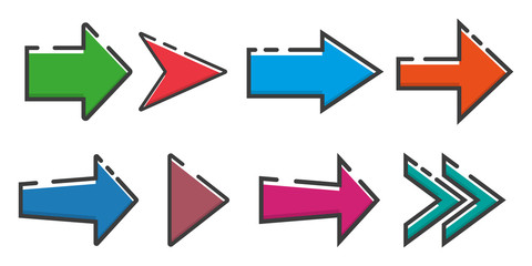 Set of arrows icon in a flat design. Vector illustration eps10