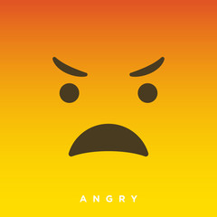 High quality vector cartoon with angry face emoticons with Flat Design Style, social media reactions - Vector EPS10