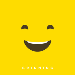 High quality vector cartoon with grinning emoticons with Flat Design Style, social media reactions - Vector EPS10