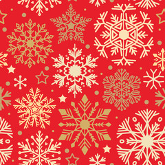 Snow pattern on red background. Vector Illustration.