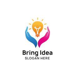 bring creative idea logo design template. hand and bulb icon symbol design