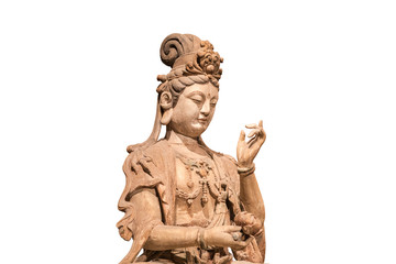 Ancient Chinese Woodcarving Buddha Statue: Guanyin