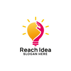 creative reach idea logo design template. bulb icon symbol design