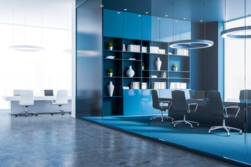 Blue conference room corner