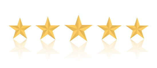 Five golden stars. Evaluation stars.