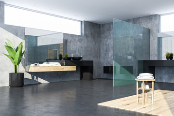Concrete bathroom with sink