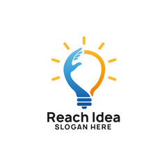 creative reach idea logo design template. bulb icon symbol design