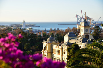 Panorama of the city and the port of Malaga in Spain. © konik60