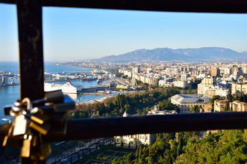 Panorama of the city and the port of Malaga in Spain. © konik60