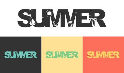 Summer type font design with negative space style vector illustration