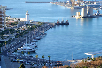 Panorama of the city and the port of Malaga in Spain. © konik60