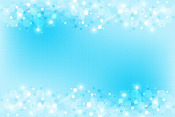 Abstract geometric texture with molecular structures and neural network. Molecules DNA and genetic research. Plexus background. Vector illustration for medical, scientific and technological design.