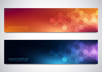 Banners and headers for site with medical background and hexagons pattern. Abstract geometric texture. Modern design for decoration website and other ideas.