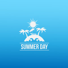 Summer beach sunny day vector design style illustrations