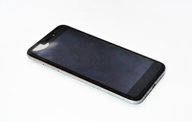 Black smartphone on white background