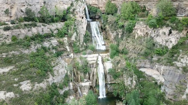   waterfall on Sant Miquel del Fai in the Spain.