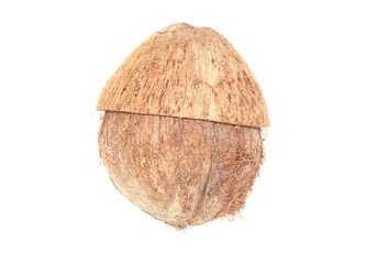 Coconut shell whole isolated on white background.